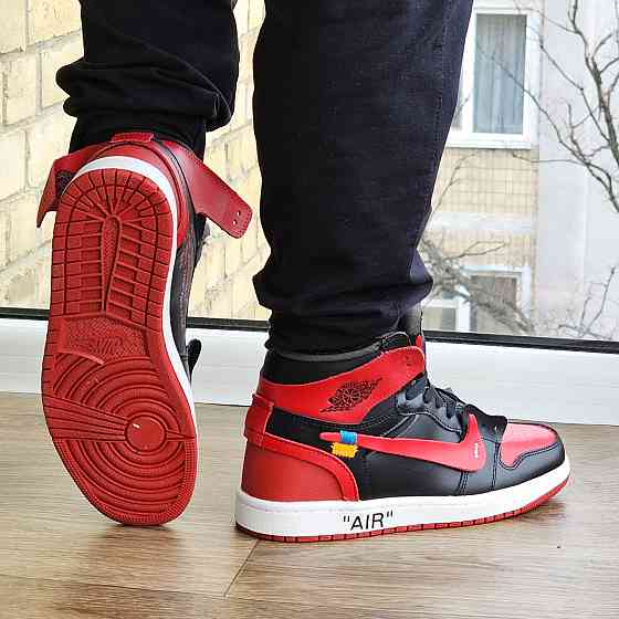 Кросівки Nike AIR Jordan Червоні Чоловічі Чорні Джордани Високі Найк (розміри: 41,42,43,44,45) Дніпро