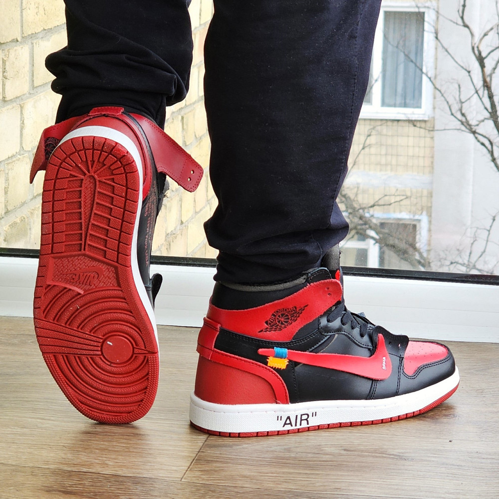Кросівки Nike AIR Jordan Червоні Чоловічі Чорні Джордани Високі Найк (розміри: 41,42,43,44,45) Дніпро - фото 3