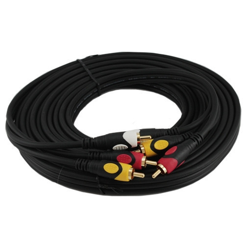 Кабель AV 3 RCA–3 RCA, 5 м, тюльпани позолочені, товстий екранований для аудіо-відео техніки Київ - фото 1