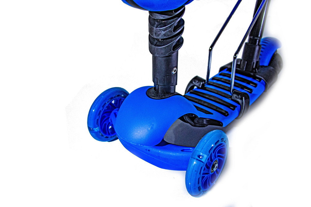 Детский самокат с сиденьем и родительской ручкой Scooter "Божья коровка" 5 в 1. Голубой Одесса - изображение 3