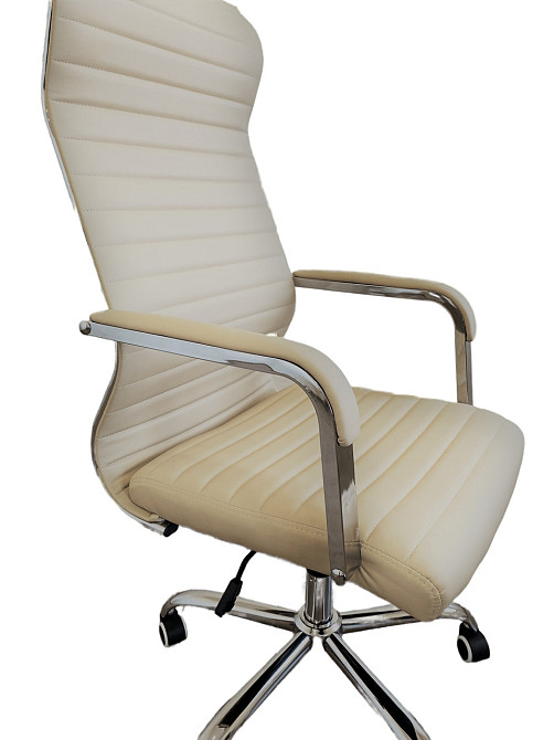 Офисное кресло руководителя Tehforward Selena Tilt хром Светло-кремовый Киев - изображение 4