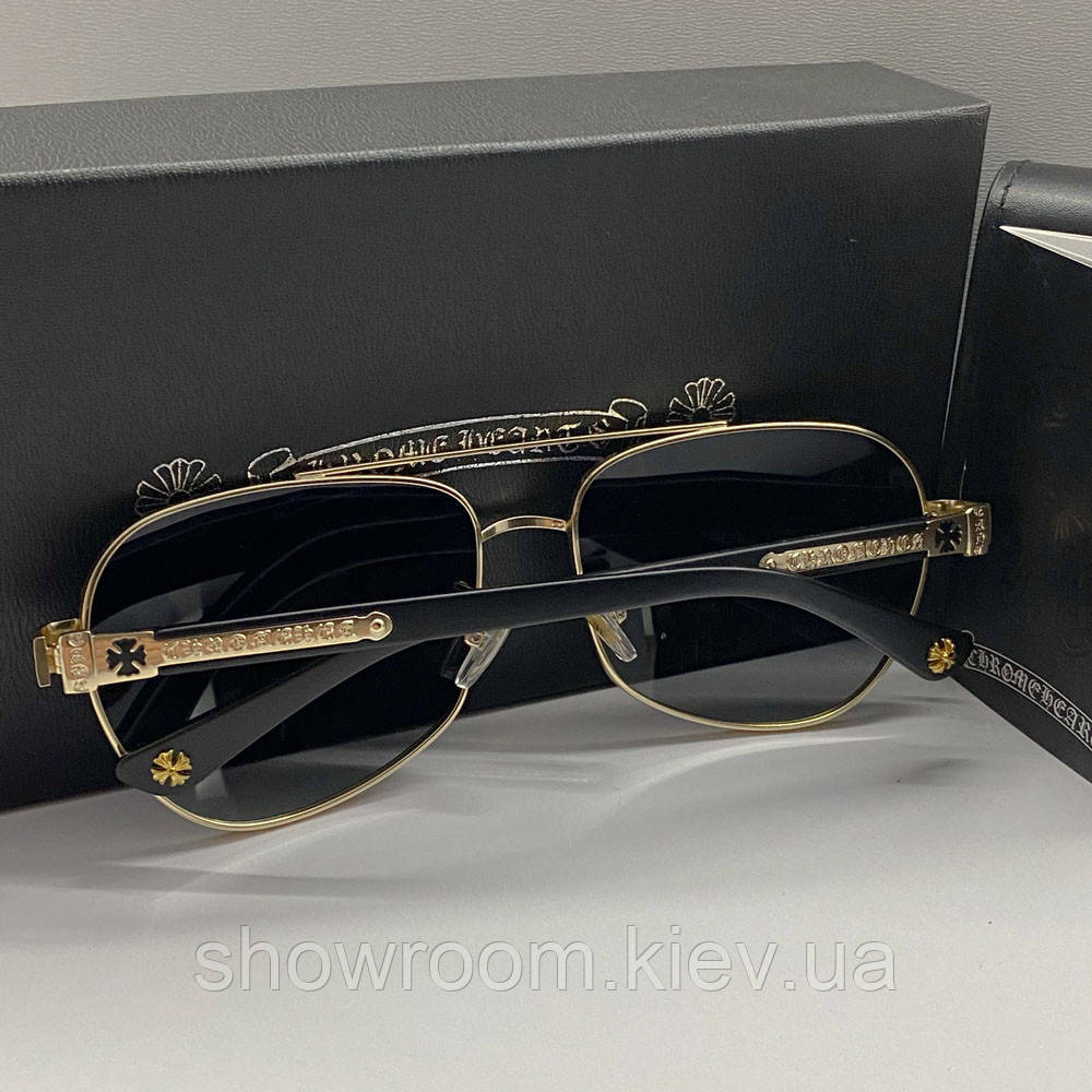 Чоловічі сонцезахисні окуляри Chrome Hearts 5078 gold Київ - фото 6