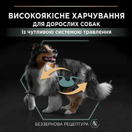 Сухий корм PRO PLAN Medium & Large Adult 1+ Sensitive Digestion для дорослих собак середніх і великих порід, з чутливим травленням, беззерновий, з Київ