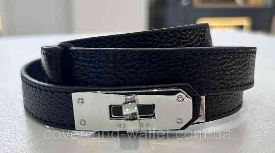 Модний жіночий ремінь чорного кольору з стильною пряжкою Kelly 20 мм Puos (шкіра) Київ