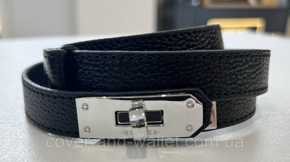 Модний жіночий ремінь чорного кольору з стильною пряжкою Kelly 20 мм Puos (шкіра) Київ - фото 5