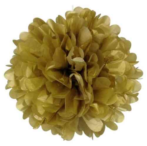Помпон бумажный для праздника 15 см золотистый Киев