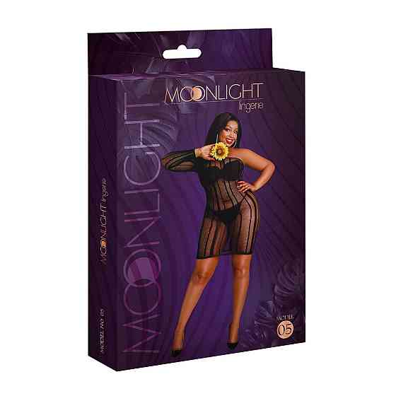 Сукня-бодістокінг Moonlight Plus Model 05 XL-XXXL Black, закрите одне плече та рукав Sex Aura Київ