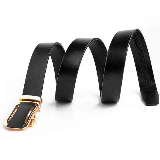 Ремень мужской с золотистой пряжкой Vintage 20258 Черный Киев