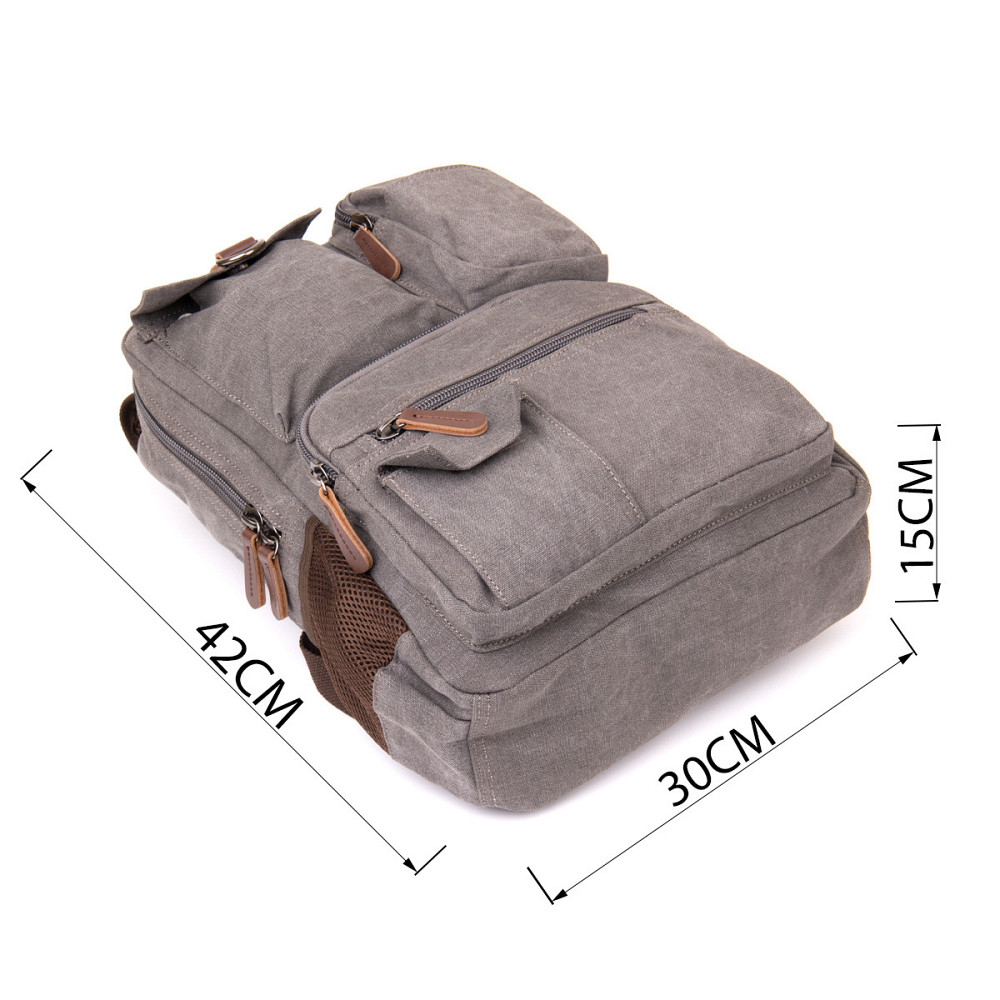 Рюкзак текстильний дорожній унісекс Vintage 20618 Сірий Київ - фото 3