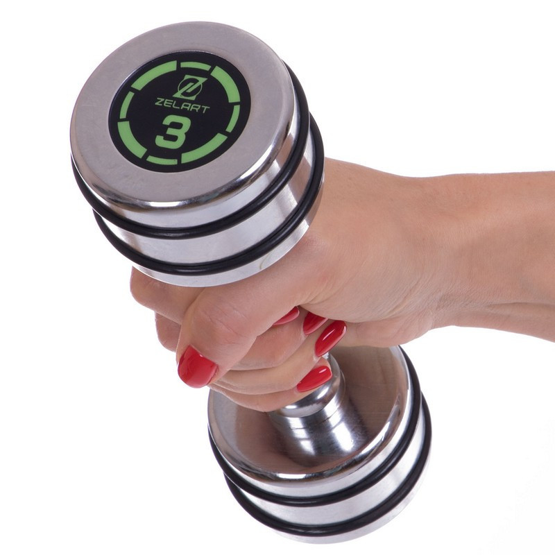 Гантель 3 кг хромированная Zelart-2622-3 Киев - изображение 1