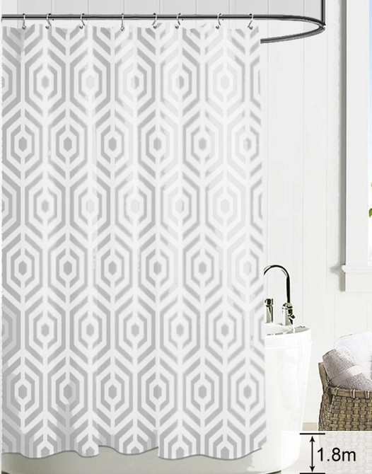 Шторка для ванної кімнати Bathlux 180 x 180 см з водовідштовхувальним покриттям, з геометричним візерунком Кам'янець-Подільський - фото 5