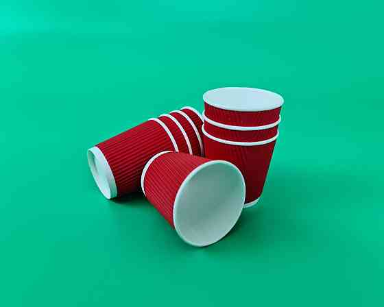 Паперові одноразові склянки гофровані 110 мл КРАСНИЙ Харків (25 шт.) Харків