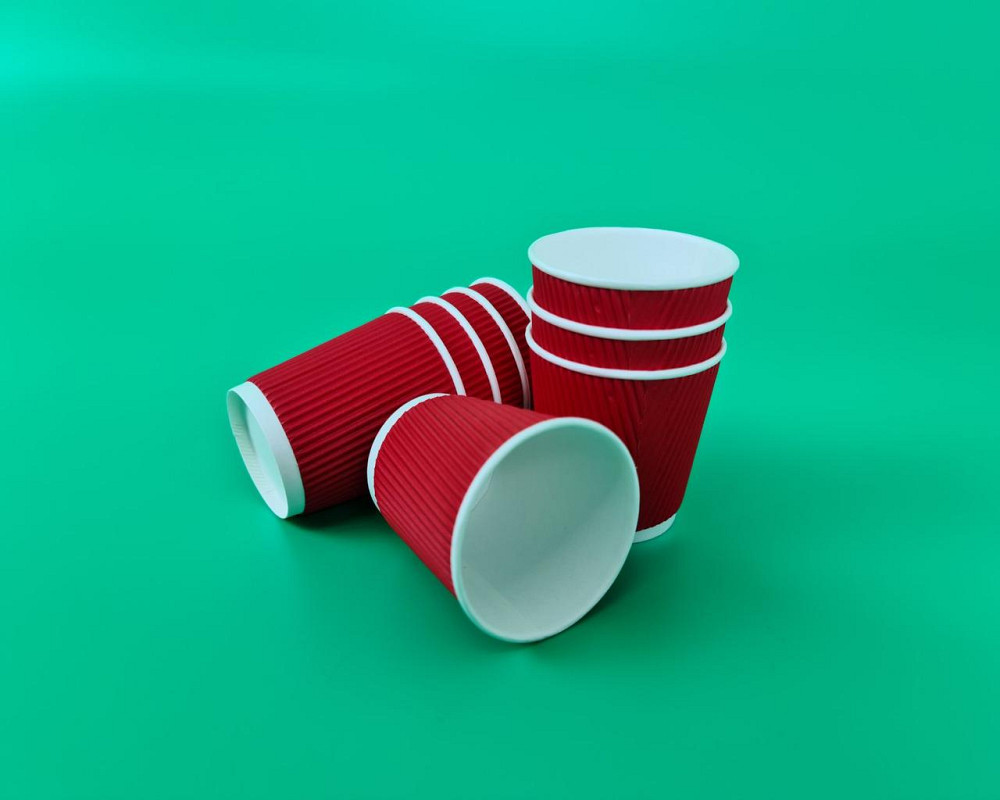 Паперові одноразові склянки гофровані 110 мл КРАСНИЙ Харків (25 шт.) Харків - фото 4