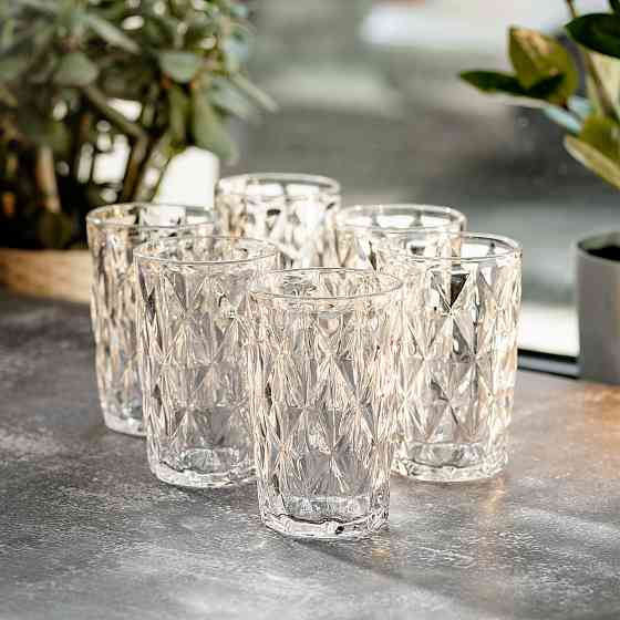 Набір фігурних склянок 6 шт. 300 мл скляні склянки для коктейлів, холодних напоїв HP-YH-14 Коломия