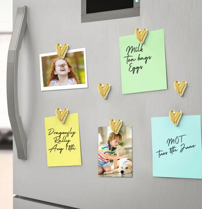 Набор из 5 магнитов на холодильник золотистого цвета в форме сердца Киев - изображение 4