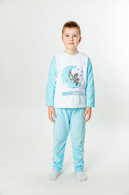 Піжама дитяча "Місяць", велсофт блакитна тепла зимова весняна осіння Київ - фото 1