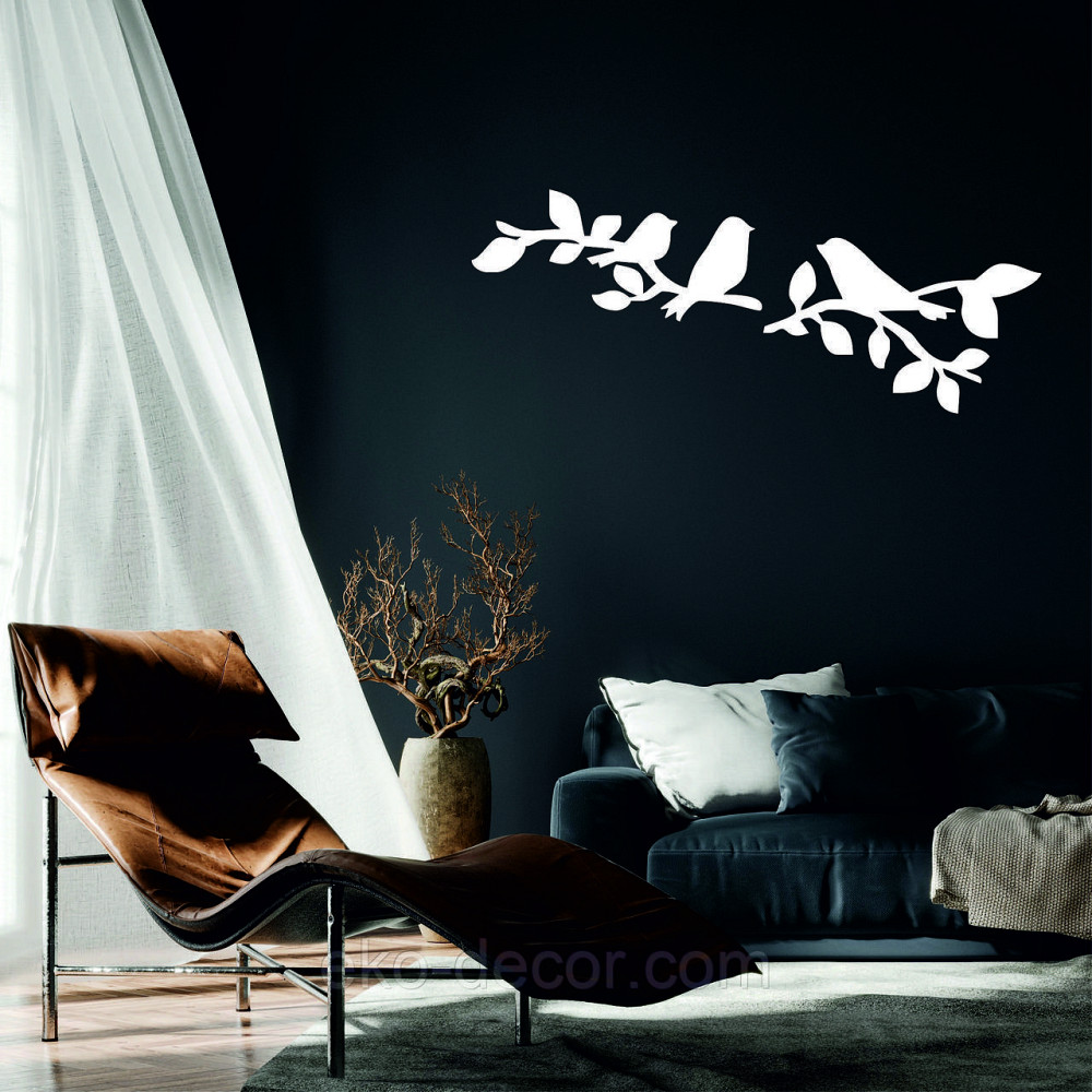 Декоративне настінне Панно  «Птахи» , Декор на стіну 110*43 см, Білий Київ - фото 1