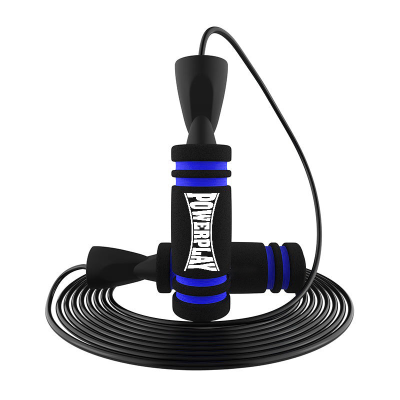 Скакалка швидкісна PowerPlay 4213 Jump Rope Чорно/Темно синя 3м. Каменское - изображение 1