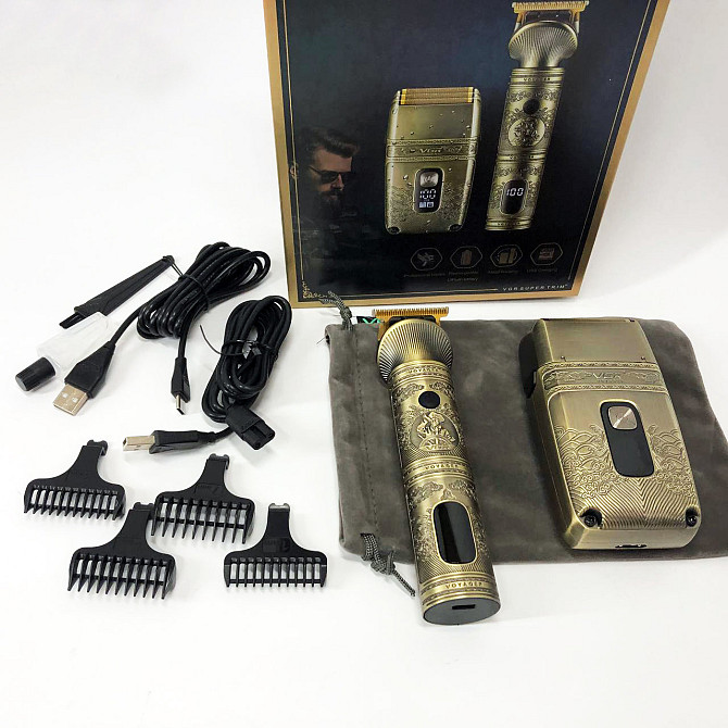 Професійний набір для стрижки VGR V-649 бездротова машинка і шейвер тример для перукаря і дому Київ - фото 10