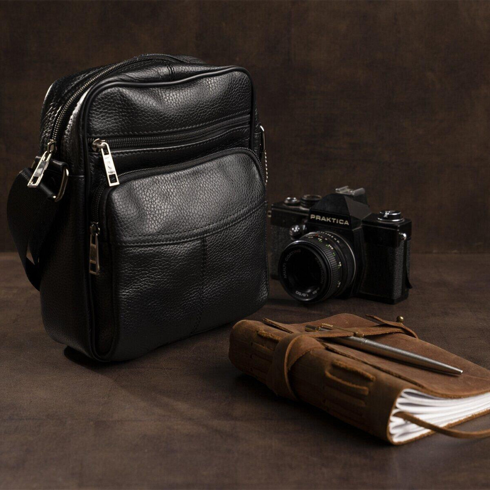 Сумка мужская компактная кожаная Черная (Vintage) Киев - изображение 10