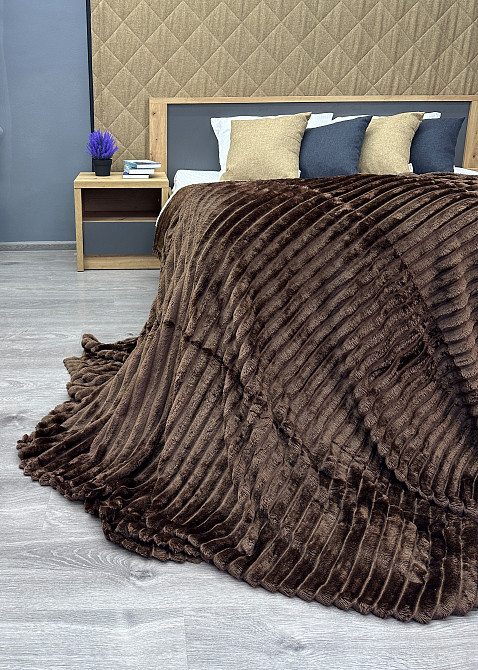 Плед-покривало смужка Шарпей 220х220 см (+-10см) Венге (87-197) Київ - фото 7