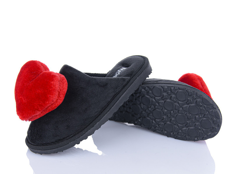 Тапочки велюровые черные  женские закрытые с красным сердечком, все размеры 40 Одесса - изображение 6