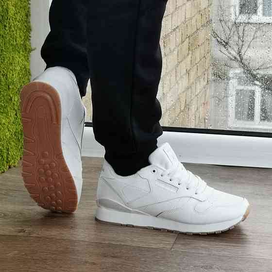 Чоловічі Термо Кросівки Reebok Classic Білі Зимові Рибок Шкіряні (розміри: 40,41,42,43,44,45,46) Дніпро
