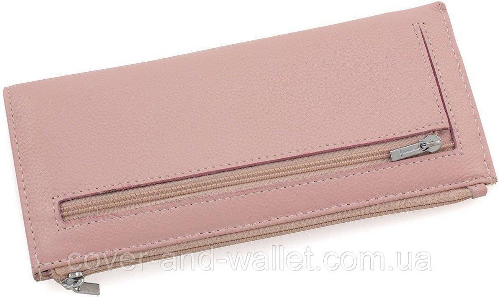 Тонкий пудровый женский кошелёк на молнии ST 025 pink Киев - изображение 7