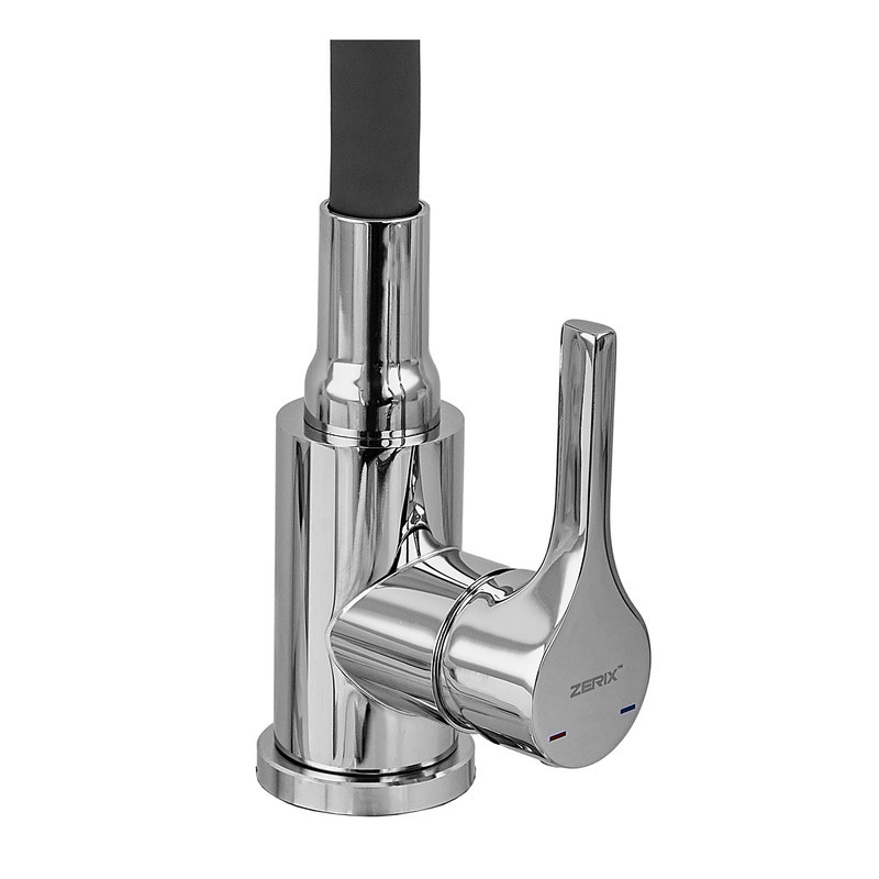 Змішувач для кухні Zerix Rex-011 Chrome Refl.Black з нержавіючої сталі (Колір хром+силіконовий вилив чорний) (ZX6127)   ( 27162 ) Харків - фото 7