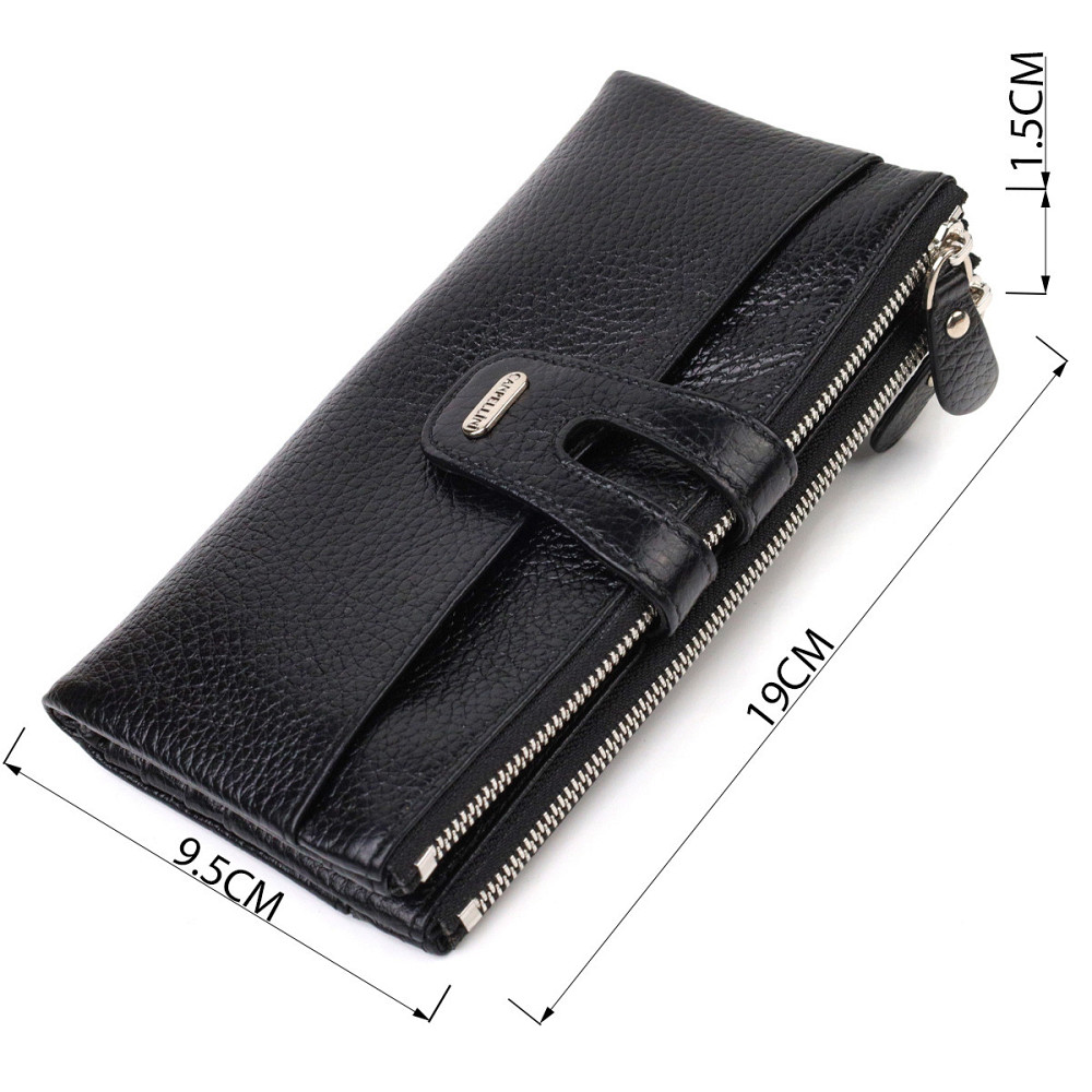 Класичний жіночий гаманець із зручним функціоналом із натуральної шкіри CANPELLINI 21717 Чорний Київ - фото 8