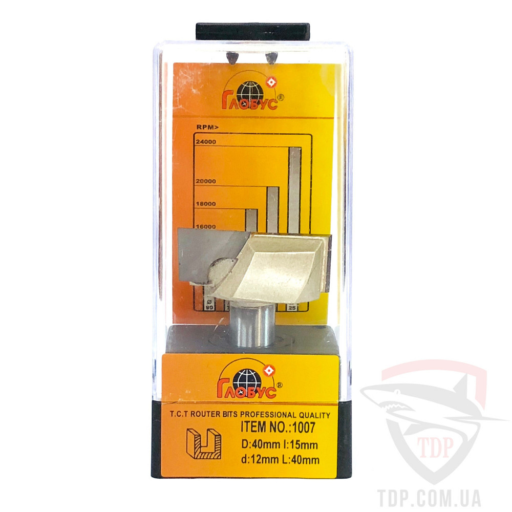 Фреза по дереву ГЛОБУС пазовая прямая 1007 D40 d12 h15 h55 Коломыя - изображение 2