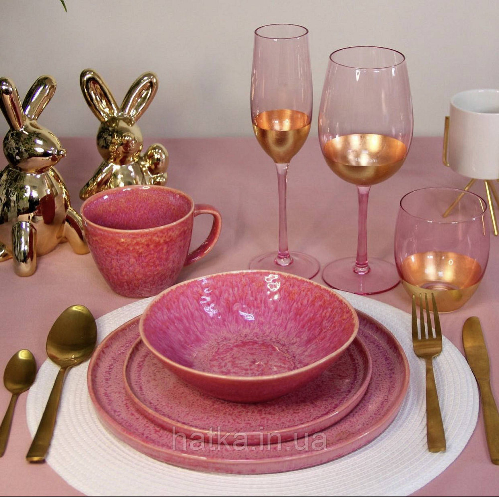 Тарілка блюдо Olens "Pink" 27 см кераміка рожева Київ - фото 3