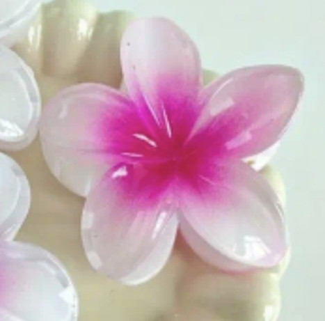 Заколка-крабік квітка Білий з малиновою серединкою Смела - изображение 1