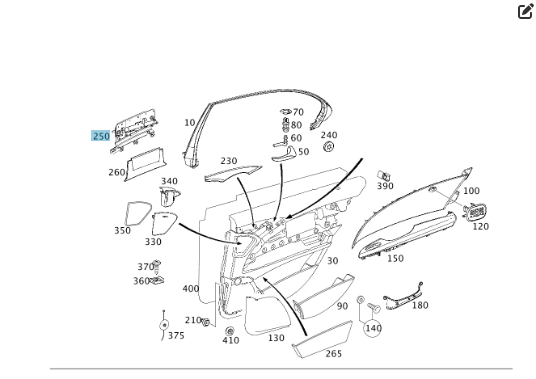 Mercedes-Benz  A2117370214 Пластикова рама жорсткості карти задніх правих дверей E-class W211 E-class S211 Одеса