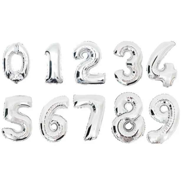 Цифры фольгированные серебро 32
