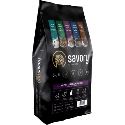 Сухой корм для кошек Savory Adult Cat Steril Fresh Lamb and Chicken 8 кг (4820232630129) Винница - изображение 1