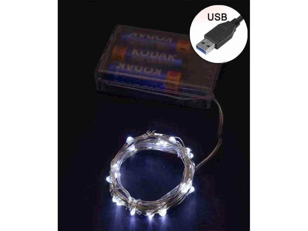 Гирлянда НА БАТАРЕЙКАХ РОСАUSB 200LED белый 20м 1979-03u ТМ КИТАЙ Киев - изображение 1