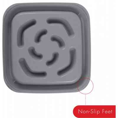 Посуд для собак Dexas Миска Slow Maze Feeder квадратна для повільного годування 960 мл світло-сіра (0084297309923) Вінниця