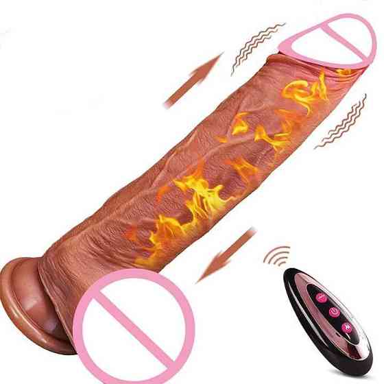 Реалістичний вібратор із поступальними рухами та підігрівом 22 см - Коричневий Вінниця