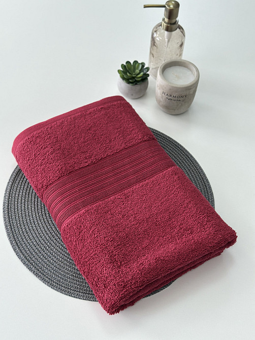 Рушник банний Ideal Textile однотонний 500 г/м2 70х140 см бордовий (56860396) Чернівці - фото 2