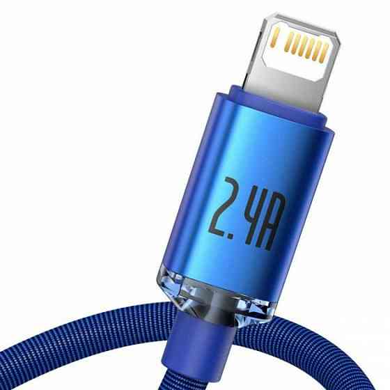 Кабель Baseus Crystal Shine Series для швидкого заряджання та передачі даних USB - Lightning 2.4A 1.2m, колір блакитний CAJY000003 Одеса