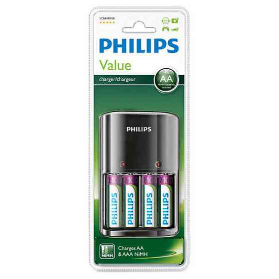 Зарядний пристрій Philips Battery charger SCB1490NB/12 + 4 акумулятори AA 2100 Ni-MH mAh (SCB1490NB/12) Киев