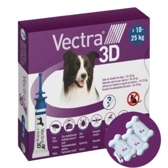 Ceva Вектра 3D Vectra 3D краплі для собак від кліщів і бліх 10,1-25 кг, 3x3,6 мл Київ