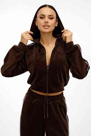 Женский прогулочный велюровый костюм двойка Шоколадный, 48/52 Одесса