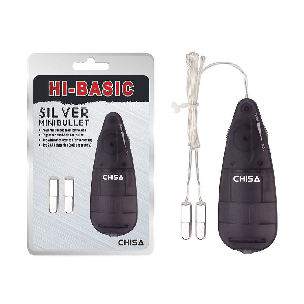 Мини-вибропули серебристые CHISA Hi-Basic Mini Twins Bullet с черным проводным пультом Sex Aura Киев - изображение 1