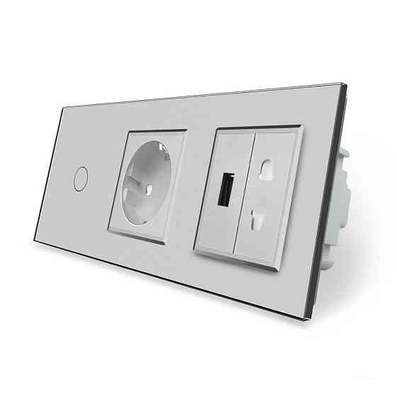 LIVOLO Розумний сенсорний прохідний/перехресний вимикач 1 сенсор 1 розетка 1 USB 1 розетка унів Коломыя