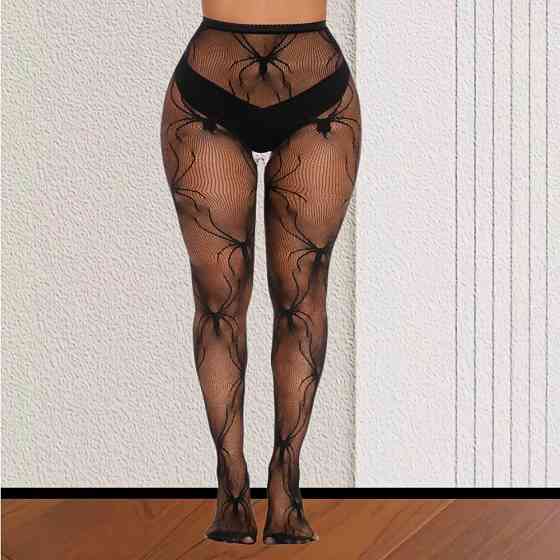 Колготки с пауками в сеточку женские one size черный Киев