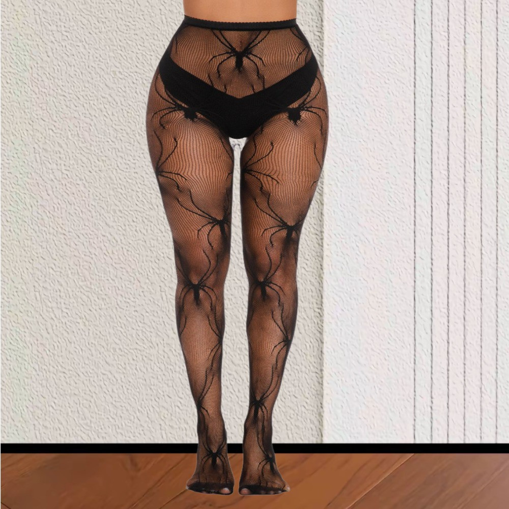 Колготки с пауками в сеточку женские one size черный Киев - изображение 4