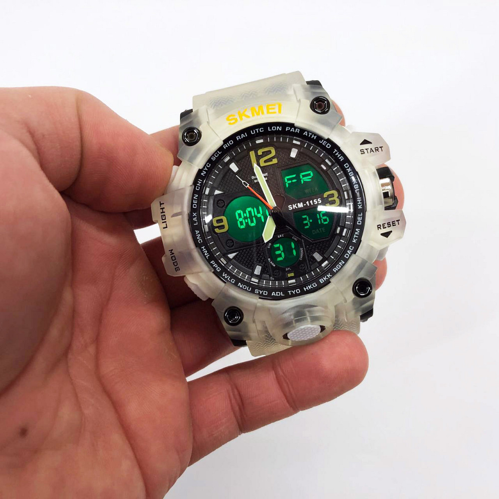 Армейские часы с водонепроницаемостью SKMEI 1155BWT, Мужские спортивные часы с гарантией NV-74 Львов - изображение 2