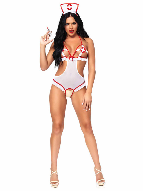 Костюм сексуальной медсестры One Size Naughty Nurse Roleplay Lingerie Set от Leg Avenue Sex Aura Киев - изображение 3